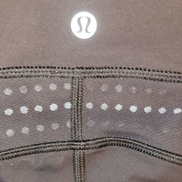 Lululemon Cropped Leg Stop At Nothing Leggings Black Blue 4 - Picture 12 of 15